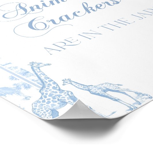 Blue Toile Safari Animal Baby Showspiel Poster (Ecke)
