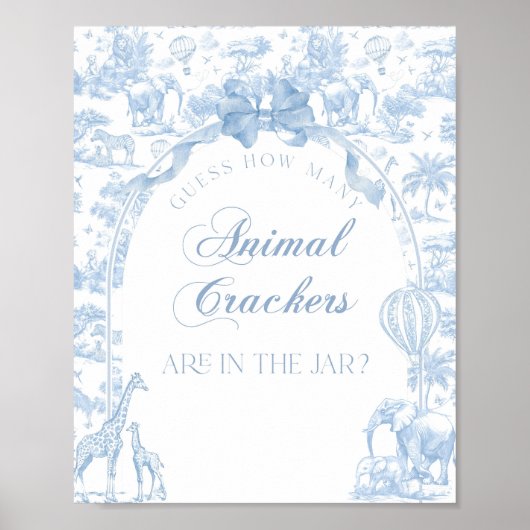 Blue Toile Safari Animal Baby Showspiel Poster (Vorne)
