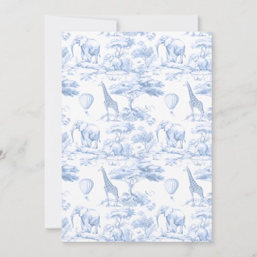 Blue Toile Safari Baby Dusche Einladung (Rückseite)