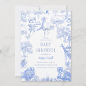 Blue Toile Safari Baby Dusche Einladung (Vorderseite)