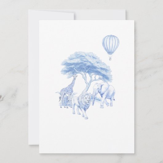 Blue Toile Safari Baby Dusche Einladung (Rückseite)