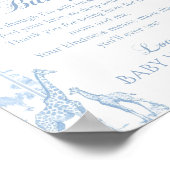 Blue Toile Safari Baby Showblende Meldung Poster (Ecke)