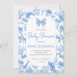 Blue Toile Safari Baby Shower Invitation Einladung