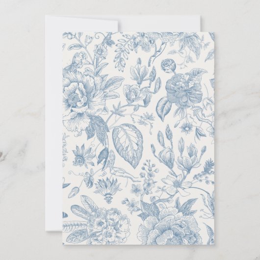 Blue Toile Teddy Bear Baby Dusche Einladung (Rückseite)