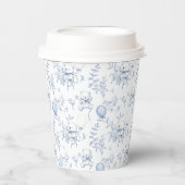 Blue Toile Teddy Bear Baby Dusche Pappbecher (Vorderseite)