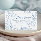 Blue Toile Tee Party Diaper Raffle Begleitkarte