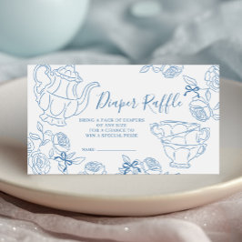 Blue Toile Tee Party Diaper Raffle Begleitkarte