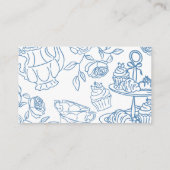 Blue Toile Tee Party Diaper Raffle Begleitkarte (Rückseite)