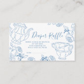 Blue Toile Tee Party Diaper Raffle Begleitkarte (Vorderseite)