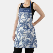 Blue Toile Tropical Boho Palm Tree Personalisiert Schürze (InSitu)