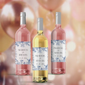 Blue Toile Vintage Wedding Weinetikett