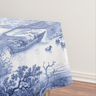 Blue Toile Vintages französisches Pastoral Bridge Tischdecke