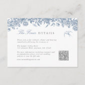 Blue Toile Wedding Details Karte QR Code (Vorderseite)
