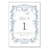 Blue Toile Wedding Tischnummer Card Chinoiserie (Rückseite)