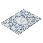 Blue Toile Weihnachtsschmuck Custom Monogram Notizblock (Linke Seite)