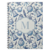 Blue Toile Weihnachtsschmuck Custom Monogram Notizblock (Vorderseite)