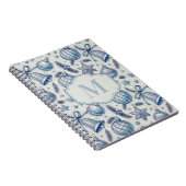 Blue Toile Weihnachtsschmuck Custom Monogram Notizblock (Rechte Seite)