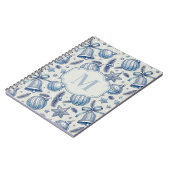 Blue Toile Weihnachtsschmuck Custom Monogram Notizblock (Linke Seite)