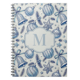 Blue Toile Weihnachtsschmuck Custom Monogram Notizblock