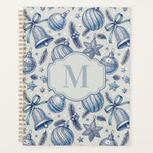 Blue Toile Weihnachtsschmuck Custom Monogram Planer