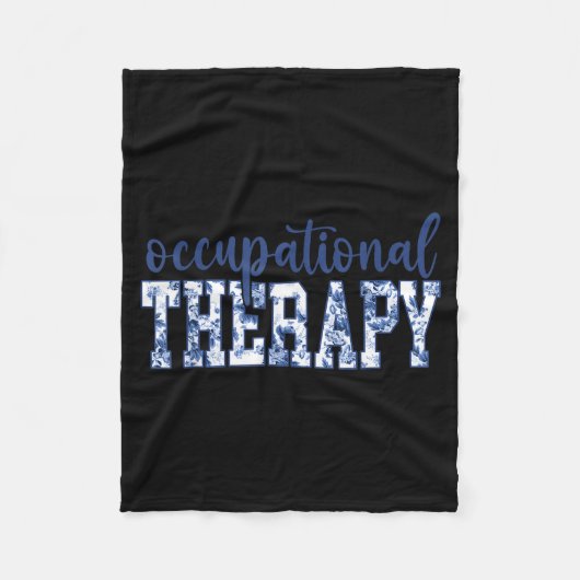 Blue Toile Wildflower Occupational Therapy Ot Flor Fleecedecke (Vorderseite)