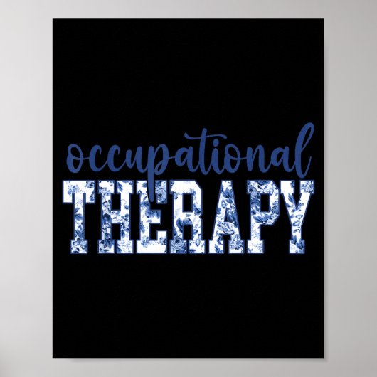 Blue Toile Wildflower Occupational Therapy Ot Flor Poster (Vorne)