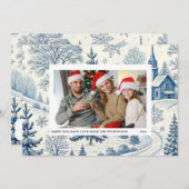 Blue tolie qr code festliche Weihnachtsfotokarte Einladung (Vorne/Hinten)