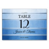 Blue Ton sur Ton Strip Tischnummer Card (Vorderseite)