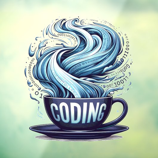 Blue Tone Coding Coffee Binary Numbers Programmier Fensteraufkleber (Blatt 3)