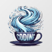 Blue Tone Coding Coffee Binary Numbers Programmier Fensteraufkleber (Blatt)