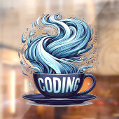 Blue Tone Coding Coffee Binary Numbers Programmier Fensteraufkleber (Blatt 2)