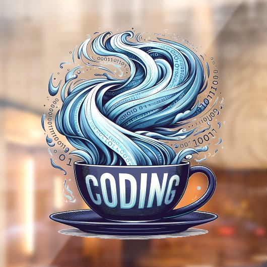 Blue Tone Coding Coffee Binary Numbers Programmier Fensteraufkleber (Blatt 2)