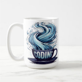 Blue Tone Coding Coffee Binary Numbers Programmier Kaffeetasse