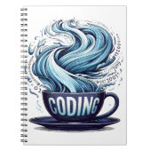 Blue Tone Coding Coffee Binary Numbers Programmier Notizblock (Vorderseite)