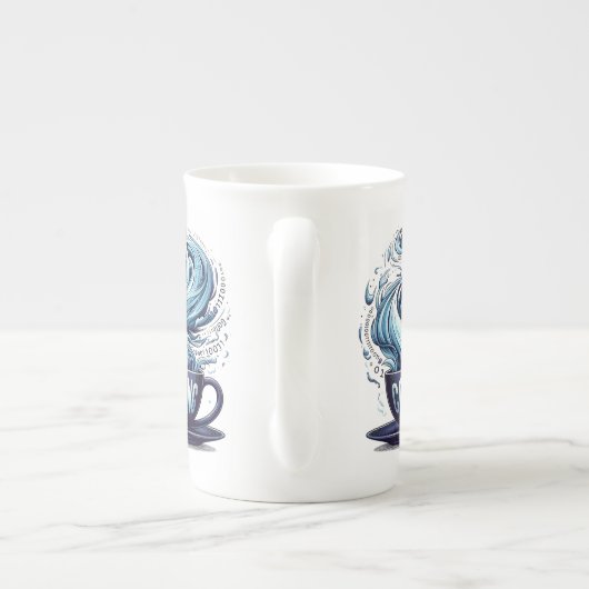 Blue Tone Coding Coffee Binary Numbers Programmier Porzellantasse (Rückseite)