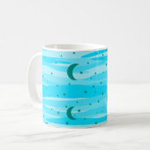 Blue Tones Night Sky - Moon & Stars Muster Kaffeetasse (Vorderseite Links)