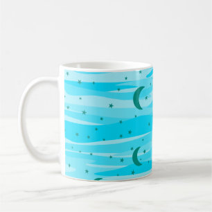 Blue Tones Night Sky - Moon & Stars Muster Kaffeetasse