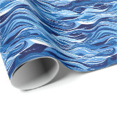 Blue Tones Water Wave Muster Sport Jersey Backgr Geschenkpapier (Rolleneckpunkt)