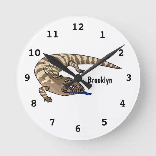 Blue tongue lizard reptile cartoon runde wanduhr (Vorderseite)