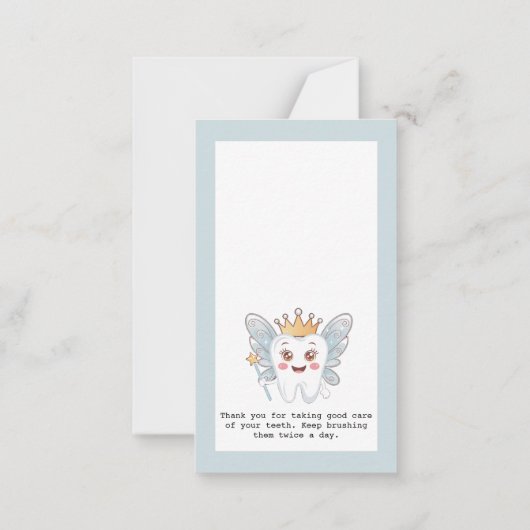 Blue Tooth Fairy Receipt Flat Note Card Mitteilungskarte (Rückseite)