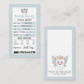 Blue Tooth Fairy Receipt Flat Note Card Mitteilungskarte (Vorne/Hinten)