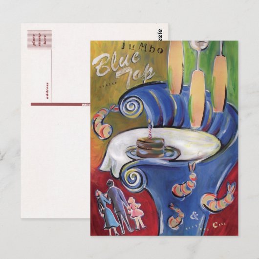 Blue Top Postkarte (Vorne/Hinten)