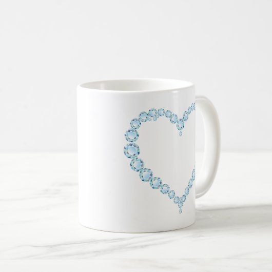 Blue Topaz Gem Herz Kaffeetasse (VorderseiteRechts)