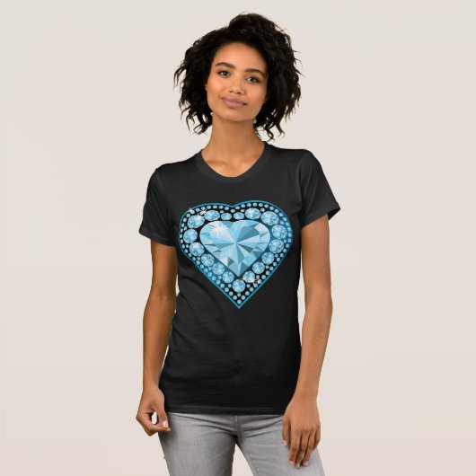 Blue Topaz Gem Herz T-Shirt (Vorne ganz)