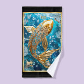 Blue Topaz|Gold Koi Fisch Badhandtuch Set (Handtuch)