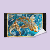 Blue Topaz|Gold Koi Fisch Badhandtuch Set (Handtuch)