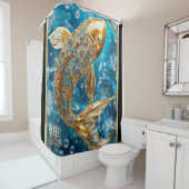 Blue Topaz|Gold Koi Fisch Duschvorhang (Beispiel)