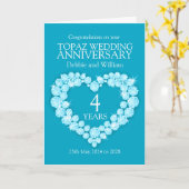 Blue Topaz Hochzeitstag Details Karte (Gelbe Blume)