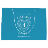 Blue Topaz Jubiläum 4 Jahre personalisiert Große Geschenktüte (Rückseite)