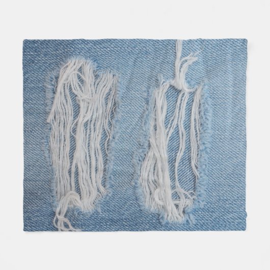 Blue torn denim jeans texture background. Stylish, Fleecedecke (Vorderseite (Horizontal))